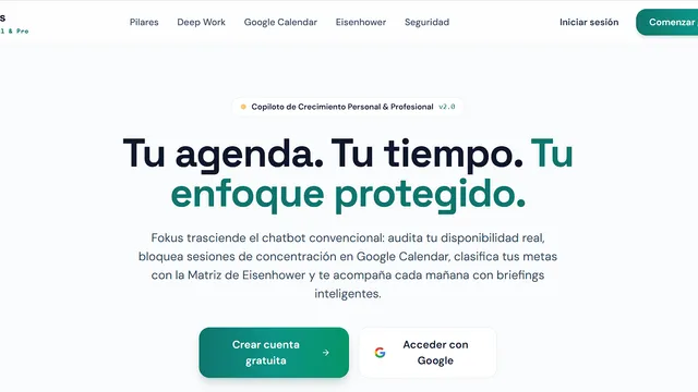 Vista previa de Fokus — Copiloto de Productividad Ejecutiva con IA